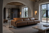 Melania recliner Sofa in distressed Italian aniline leather