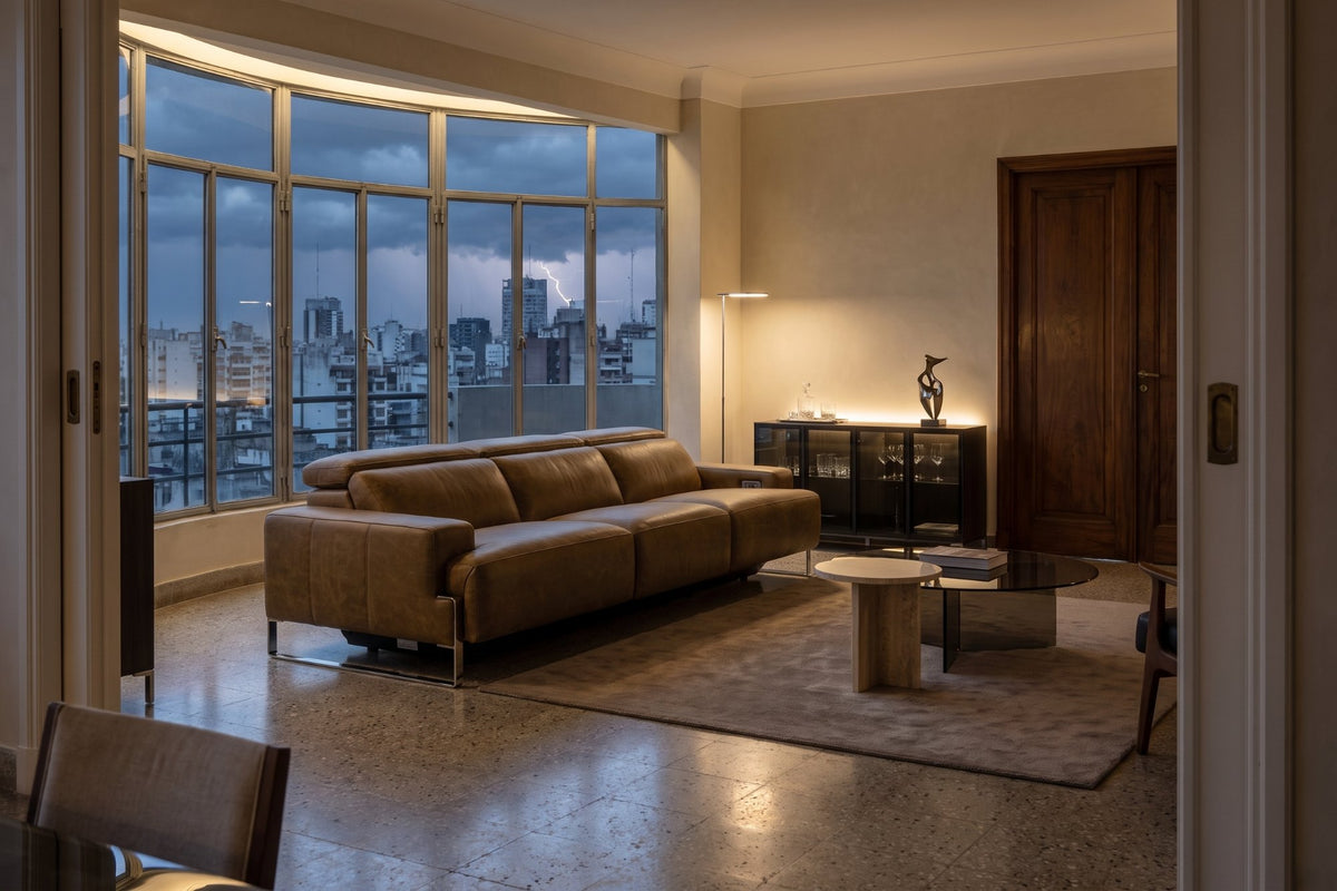 Melania recliner Sofa in distressed Italian aniline leather