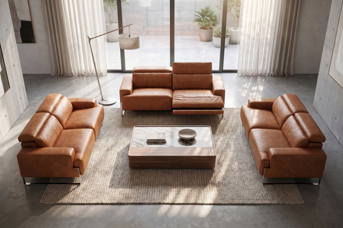 Valencia Melania Distressed Leather Recliner Sofa