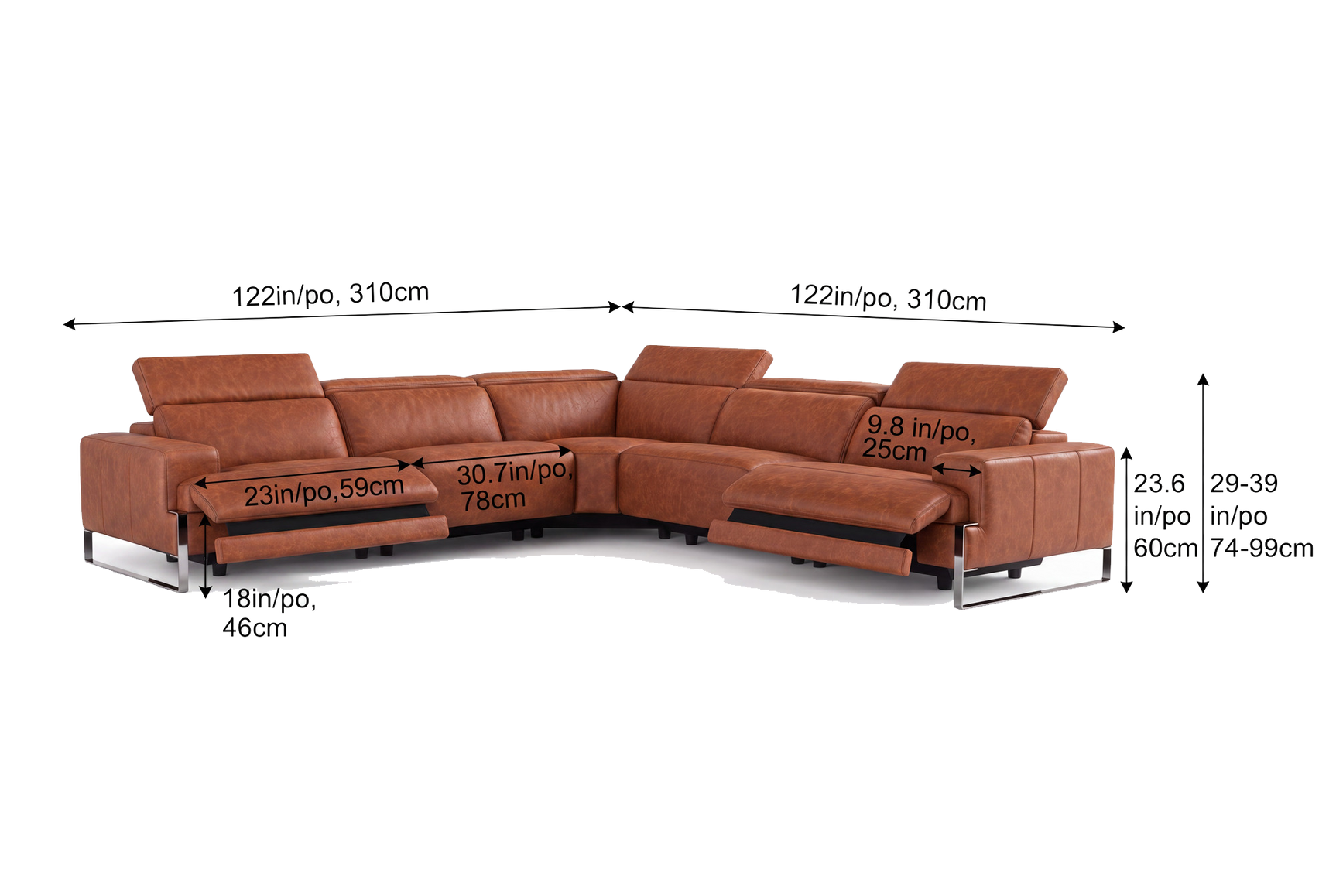 Valencia Melania Distressed Leather Reclining Corner Sectional Sofa