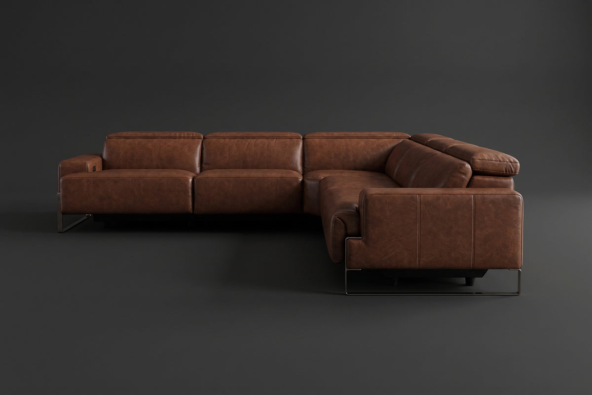 Valencia Melania Distressed Leather Reclining Corner Sectional Sofa