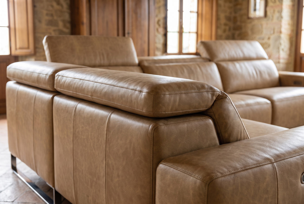 Valencia Melania Distressed Leather Reclining Corner Sectional Sofa