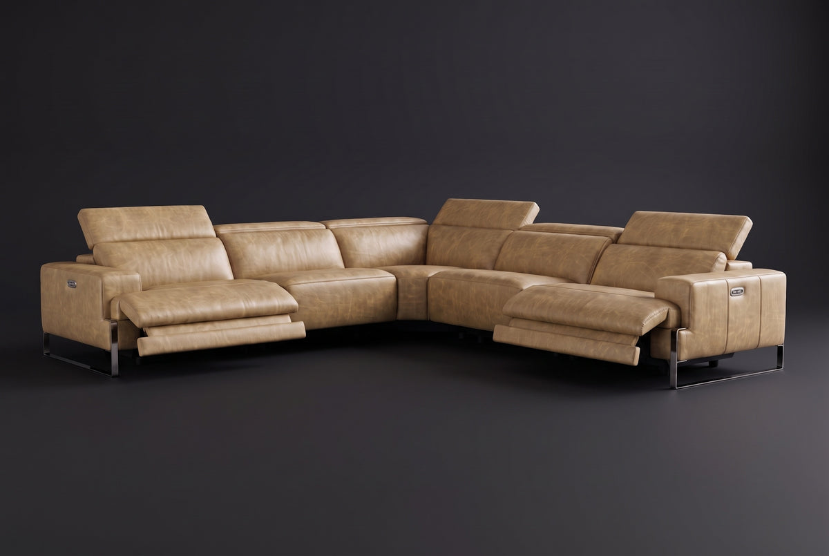Valencia Melania Distressed Leather Reclining Corner Sectional Sofa