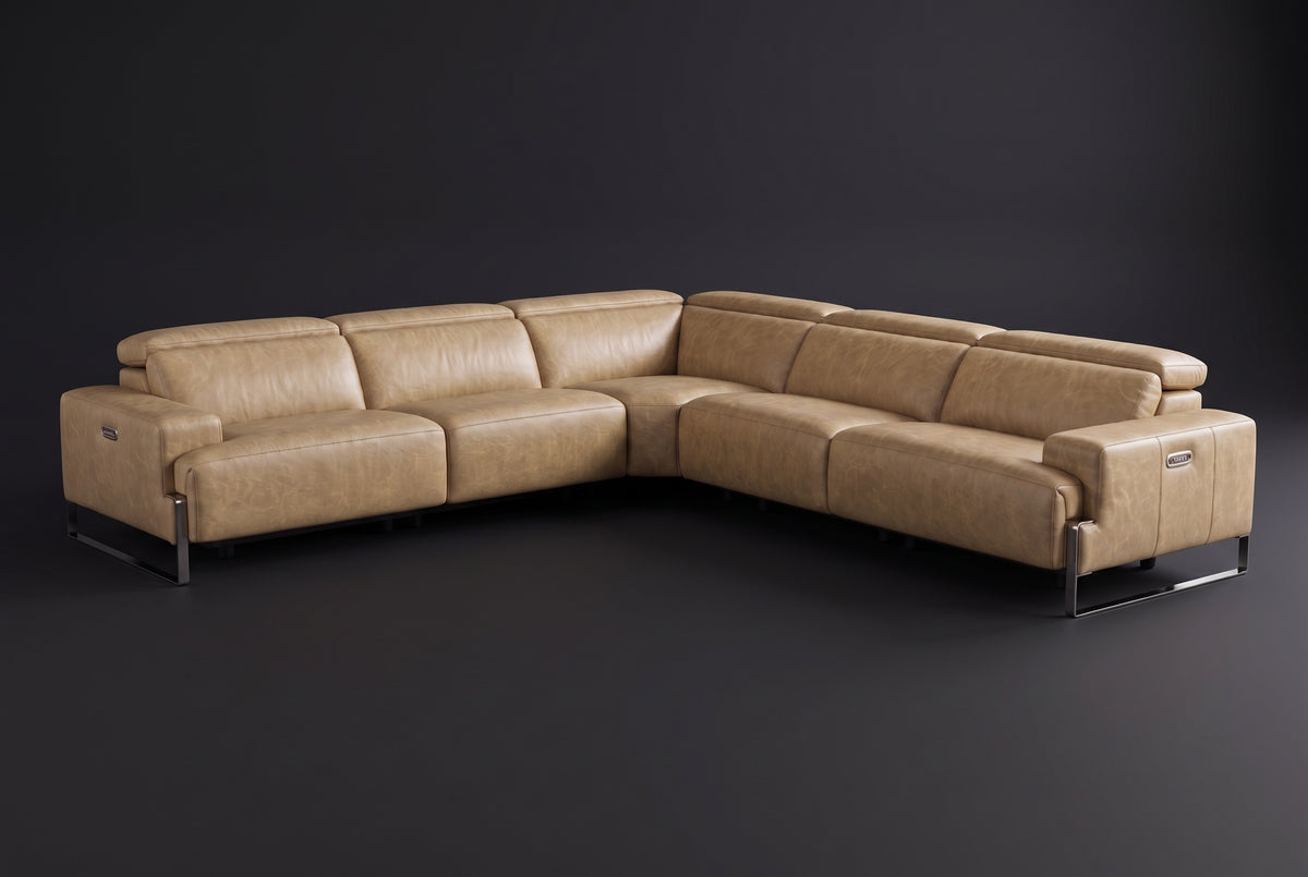 Valencia Melania Distressed Leather Reclining Corner Sectional Sofa