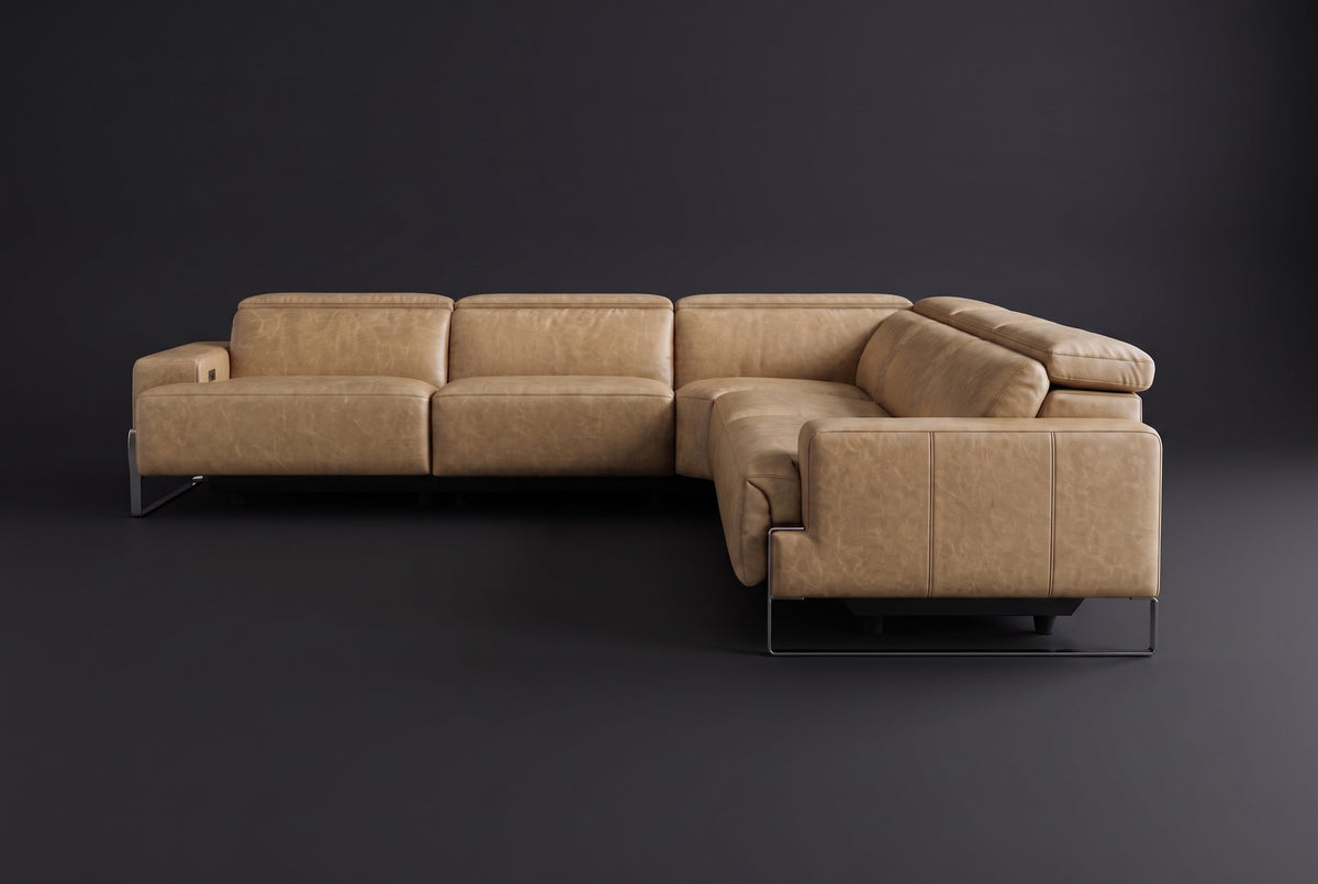 Valencia Melania Distressed Leather Reclining Corner Sectional Sofa