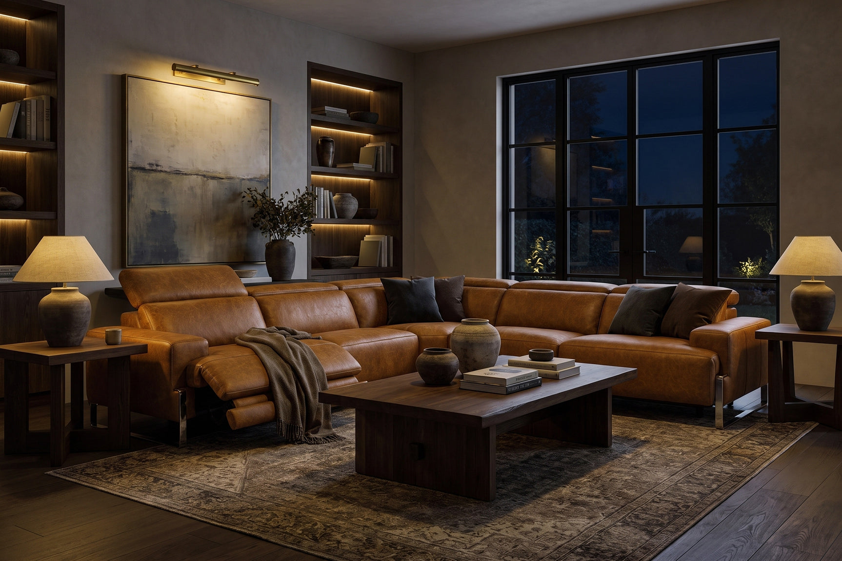 Valencia Melania Distressed Leather Reclining Corner Sectional Sofa