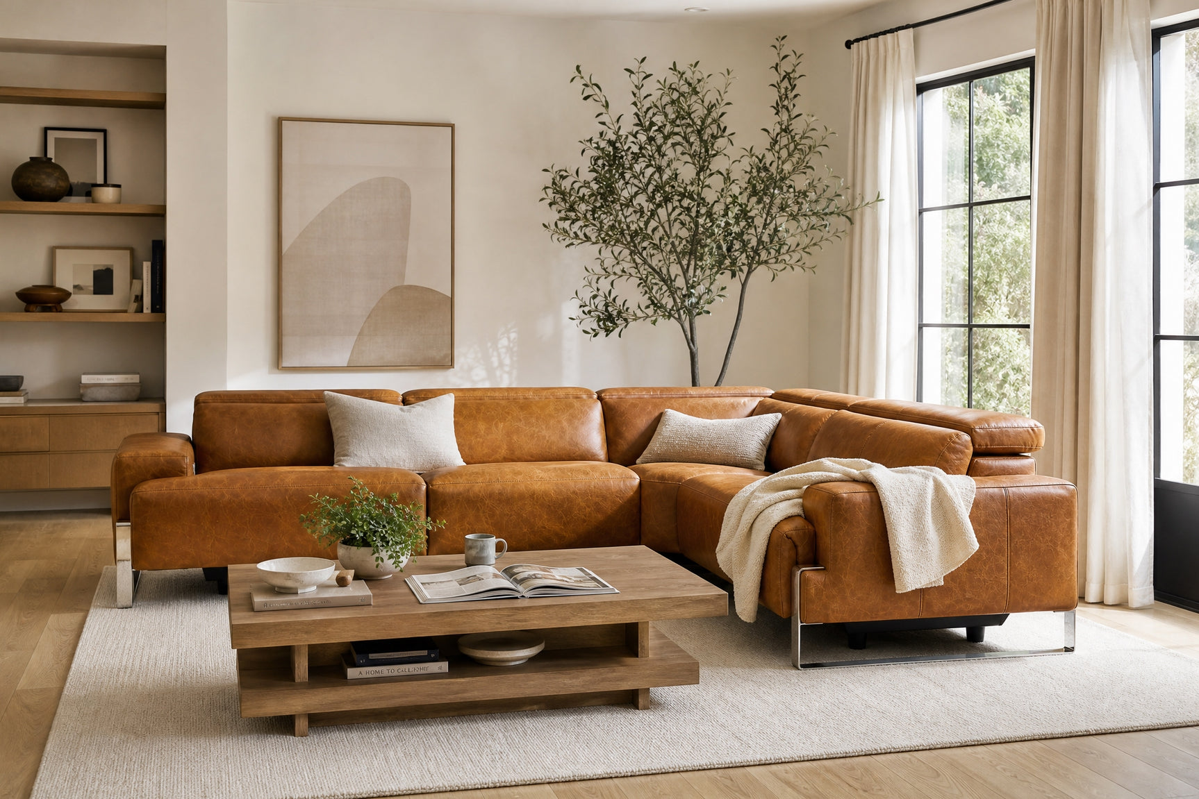 Valencia Melania Distressed Leather Reclining Corner Sectional Sofa
