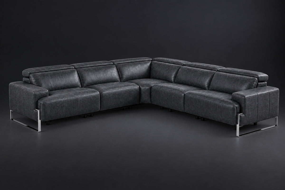 Valencia Melania Distressed Leather Reclining Corner Sectional Sofa