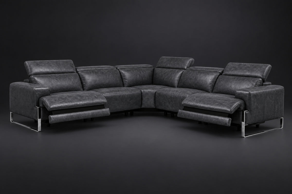 Valencia Melania Distressed Leather Reclining Corner Sectional Sofa