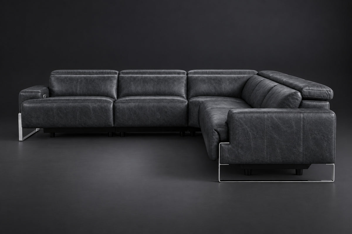 Valencia Melania Distressed Leather Reclining Corner Sectional Sofa
