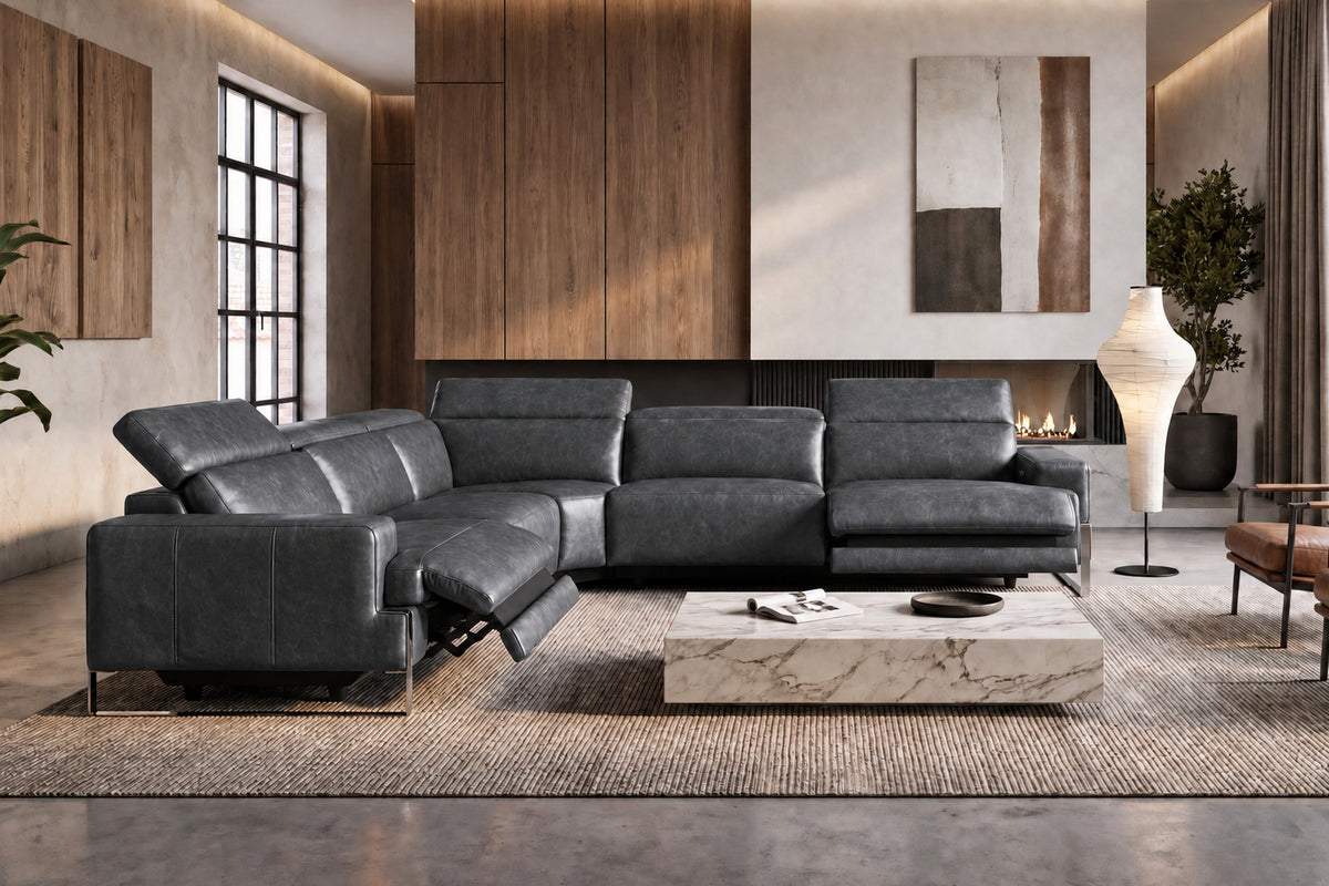 Valencia Melania Distressed Leather Reclining Corner Sectional Sofa