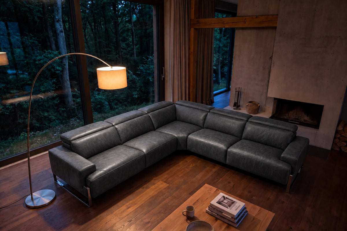 Valencia Melania Distressed Leather Reclining Corner Sectional Sofa