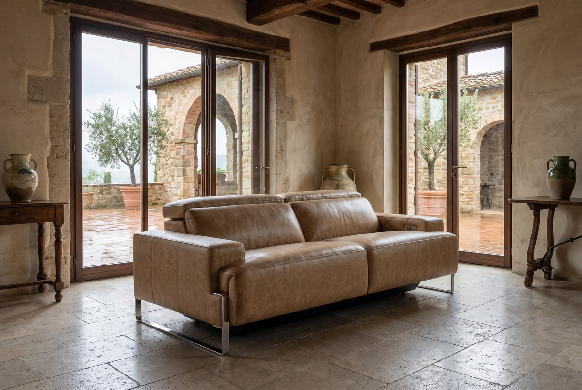 Valencia Melania Distressed Leather Recliner Sofa