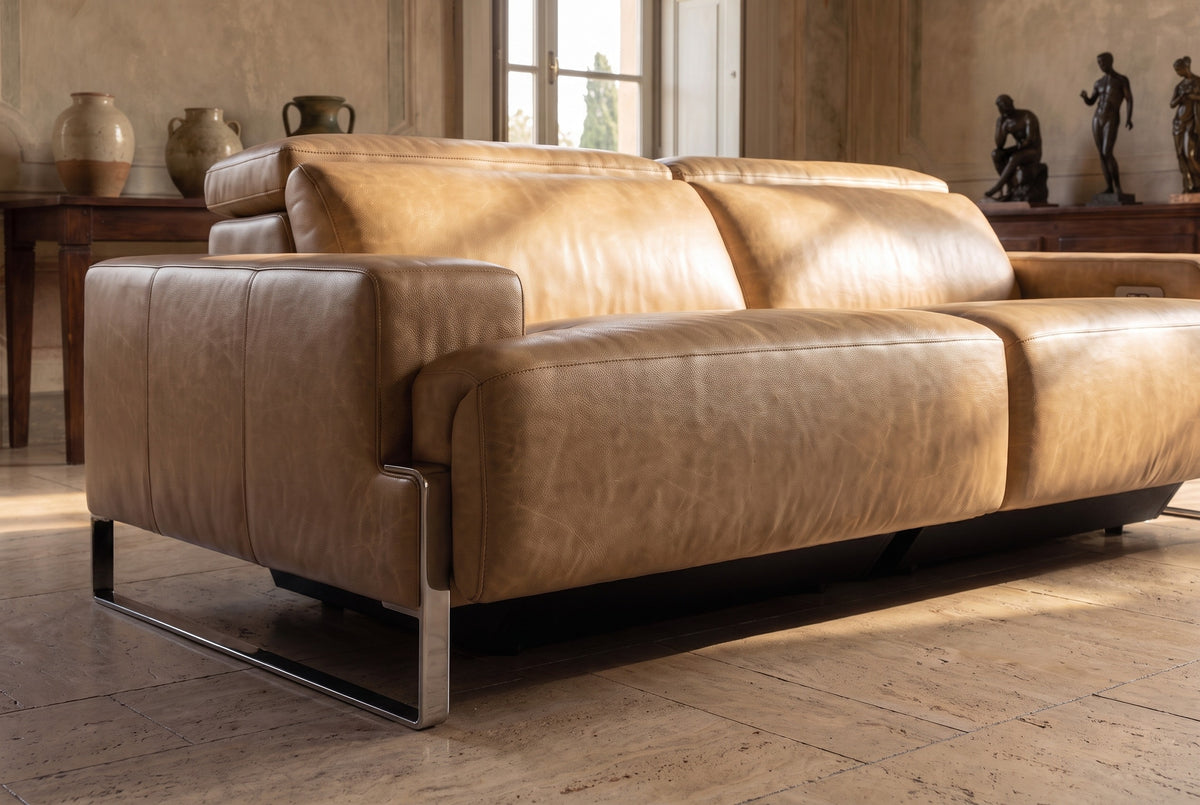 Valencia Melania Distressed Leather Recliner Sofa