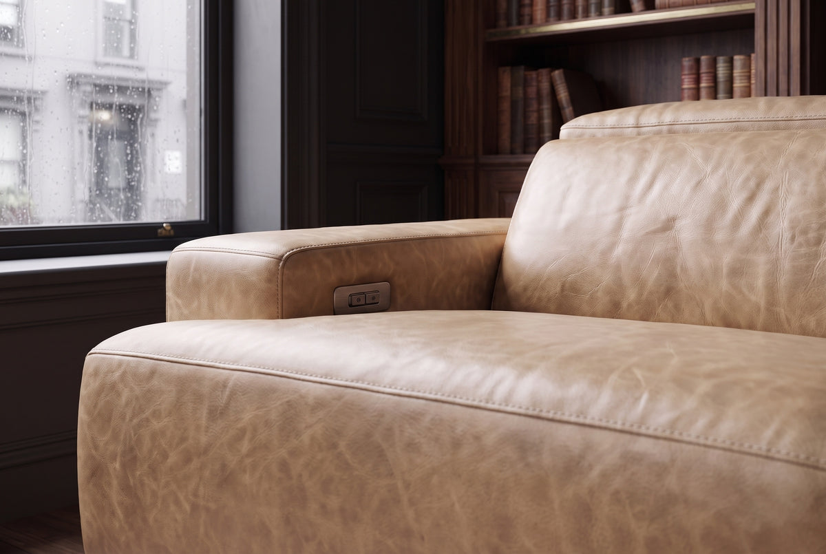 Valencia Melania Distressed Leather Recliner Sofa