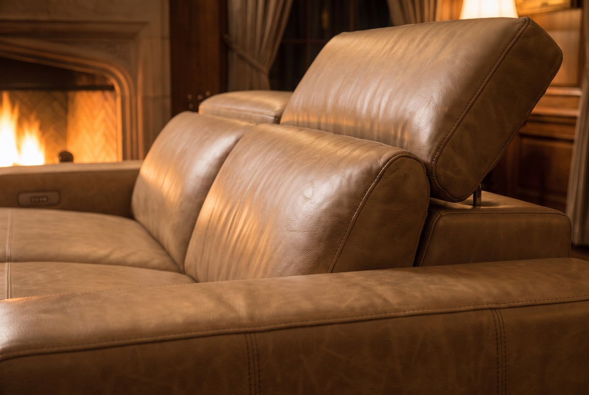 Valencia Melania Distressed Leather Recliner Sofa