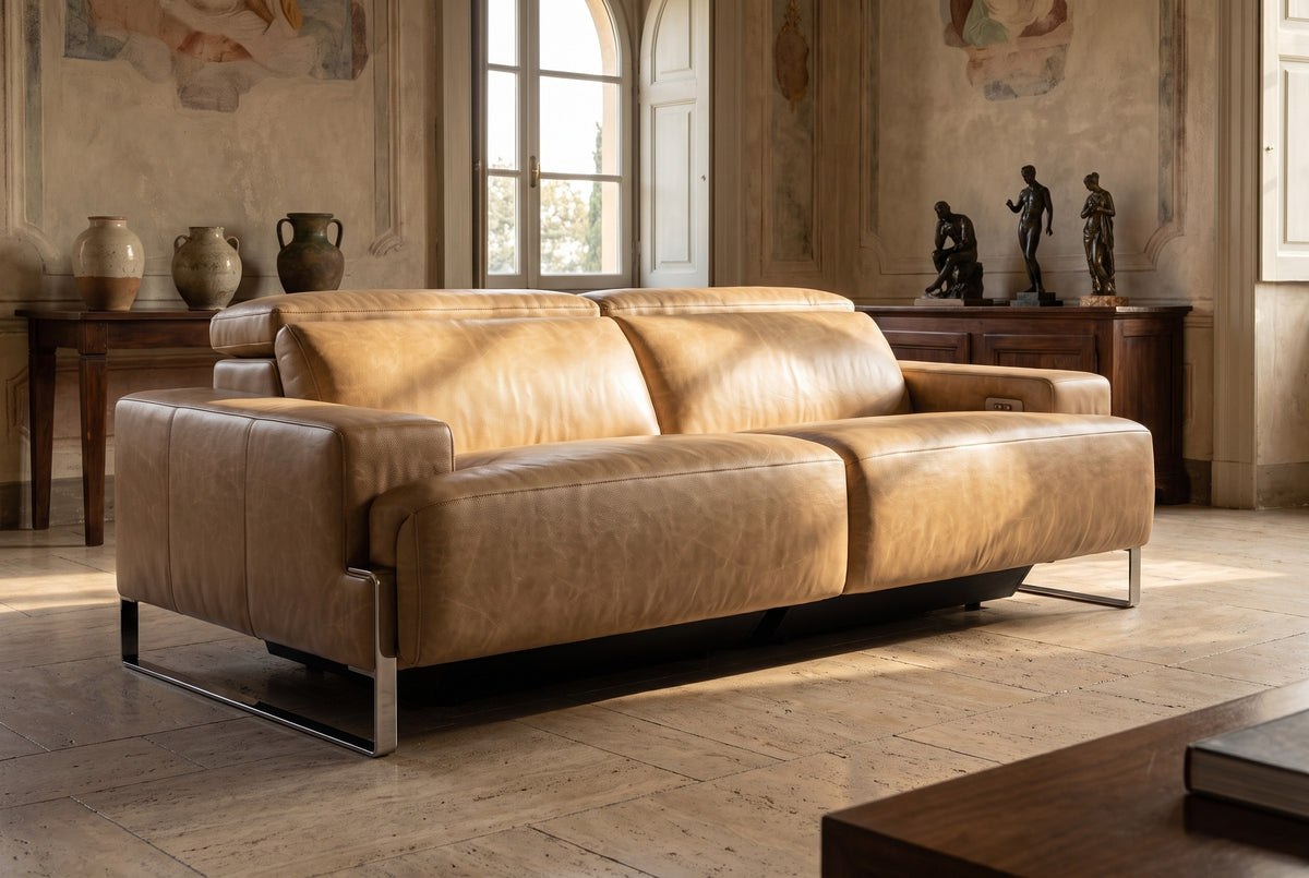 Valencia Melania Distressed Leather Recliner Sofa