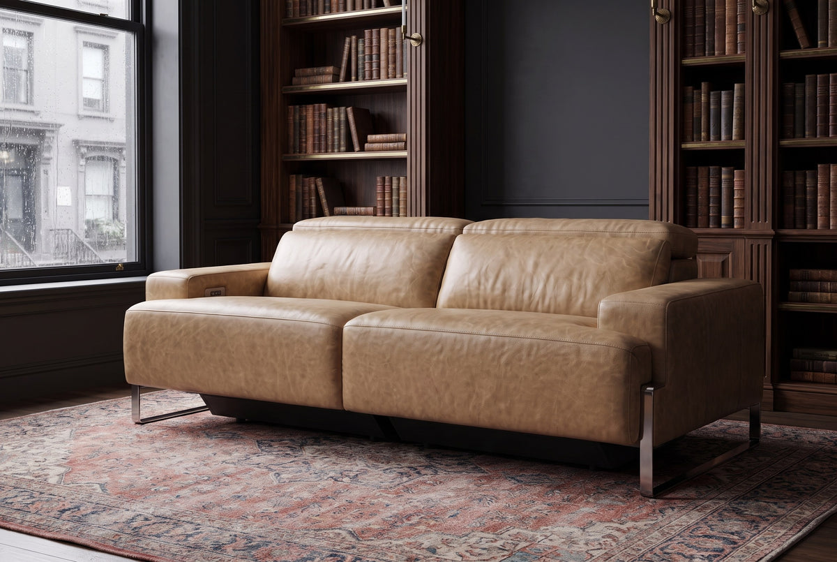 Valencia Melania Distressed Leather Recliner Sofa