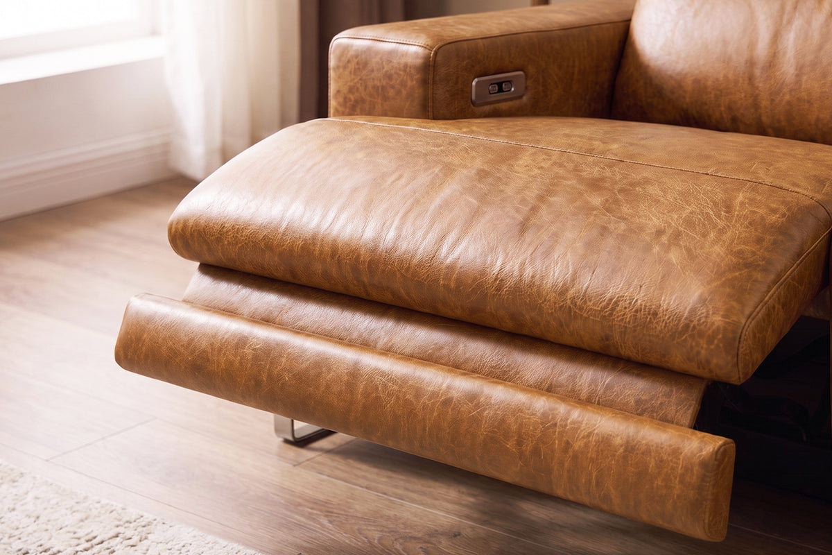 Valencia Melania Distressed Leather Recliner Sofa