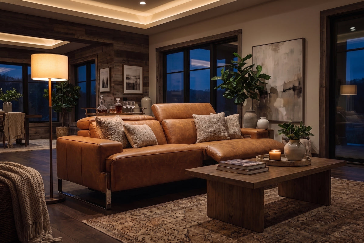 Valencia Melania Distressed Leather Recliner Sofa