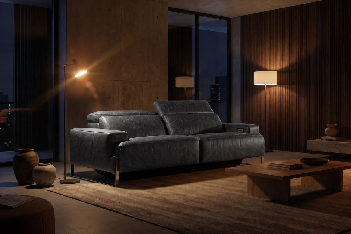 Valencia Melania Distressed Leather Recliner Sofa