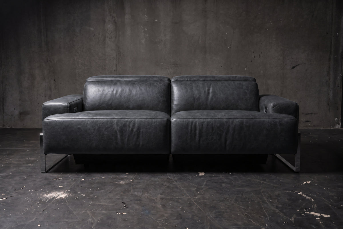 Valencia Melania Distressed Leather Recliner Sofa