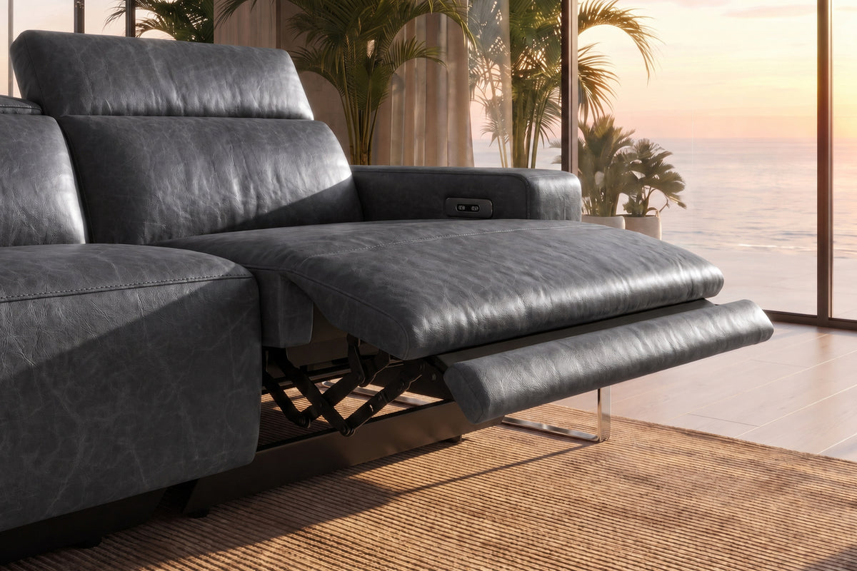 Valencia Melania Distressed Leather Recliner Sofa