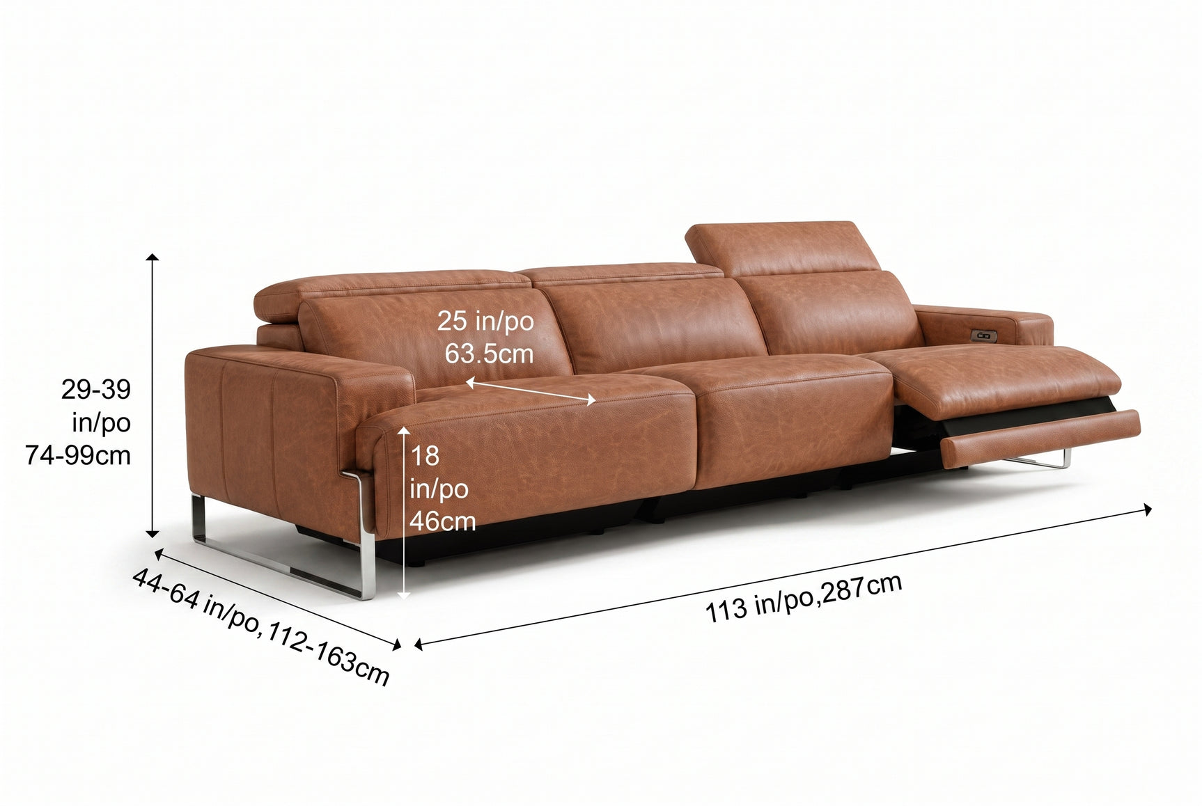 Valencia Melania Distressed Leather Recliner Sofa
