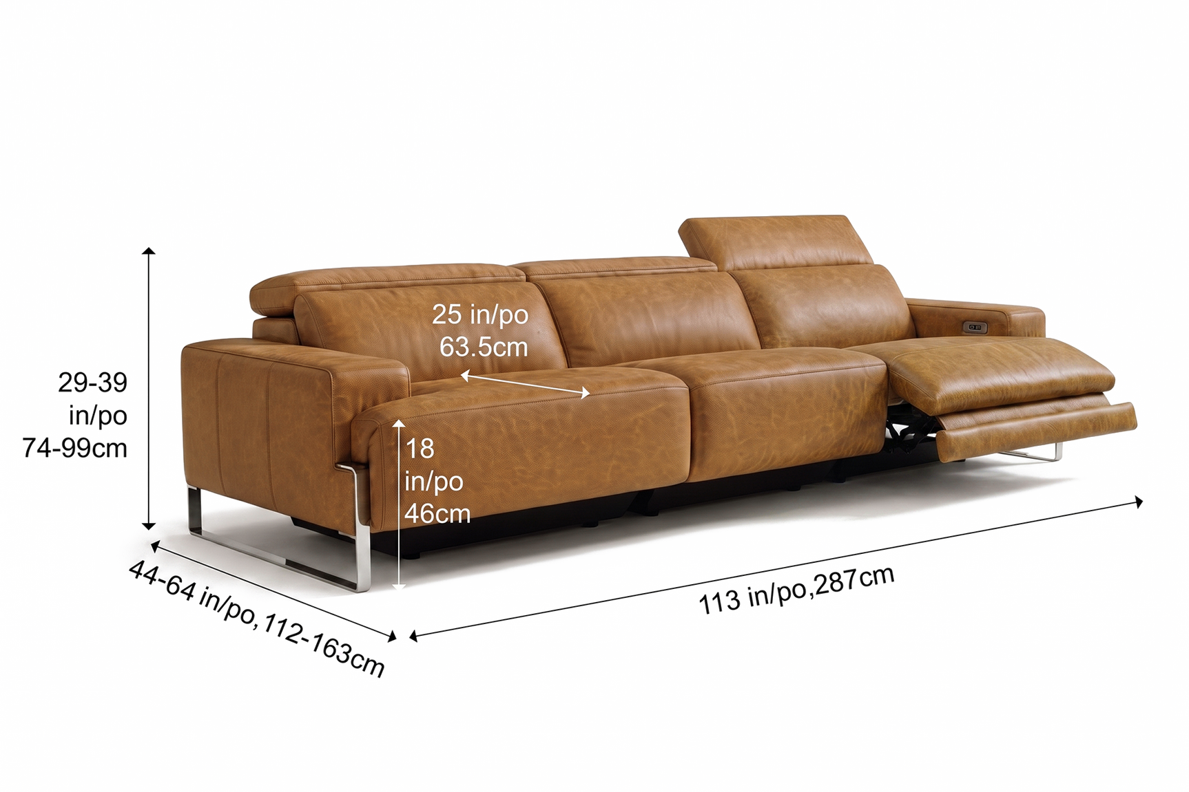 Valencia Melania Distressed Leather Recliner Sofa
