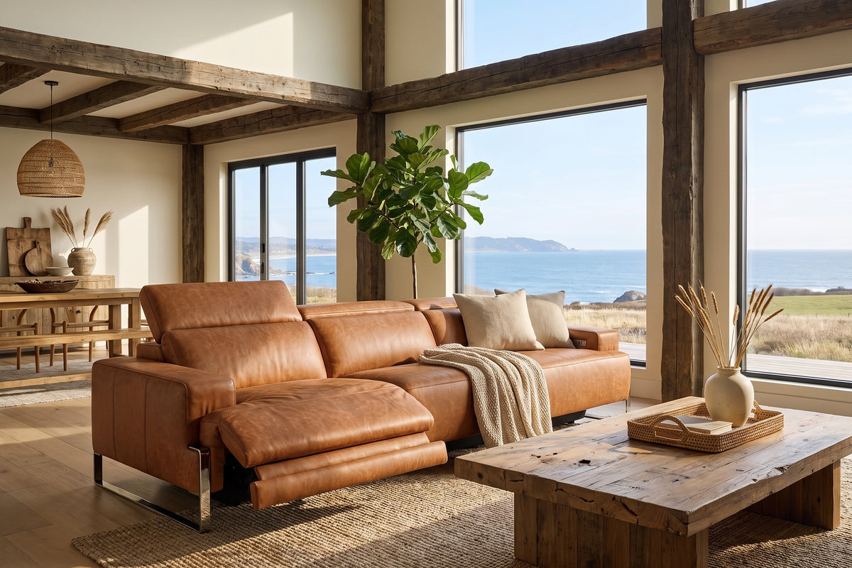 Valencia Melania Distressed Leather Recliner Sofa
