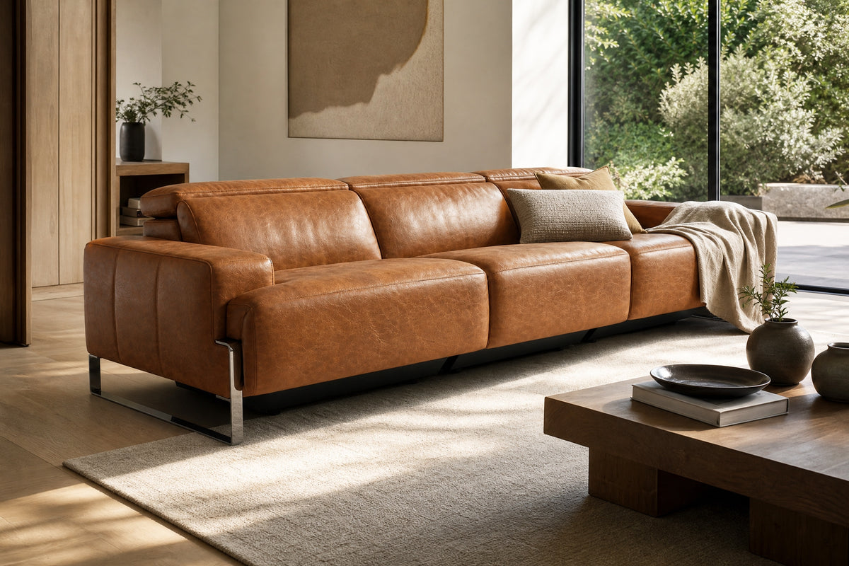 Valencia Melania Distressed Leather Recliner Sofa
