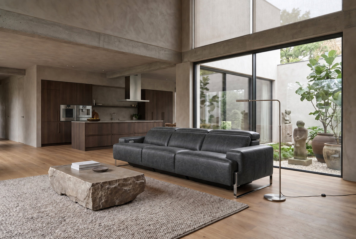 Valencia Melania Distressed Leather Recliner Sofa