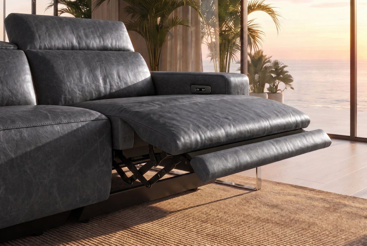 Valencia Melania Distressed Leather Recliner Sofa