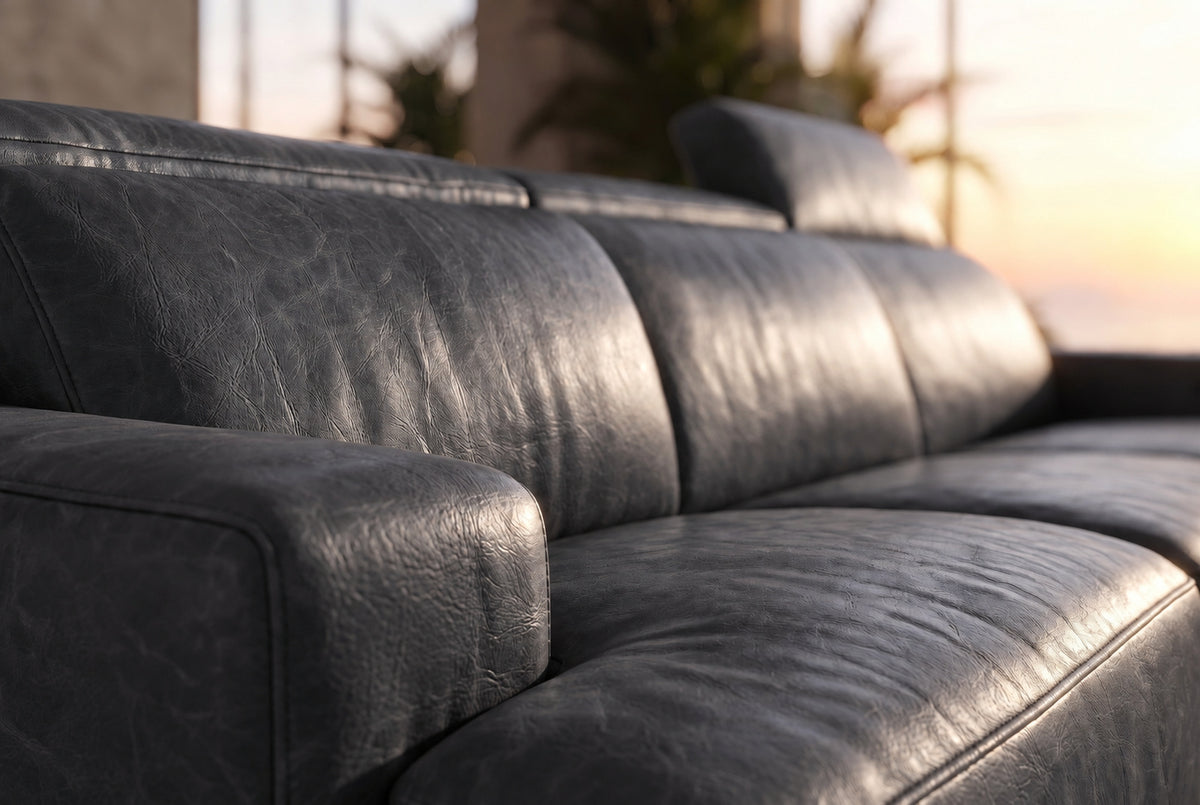 Valencia Melania Distressed Leather Recliner Sofa