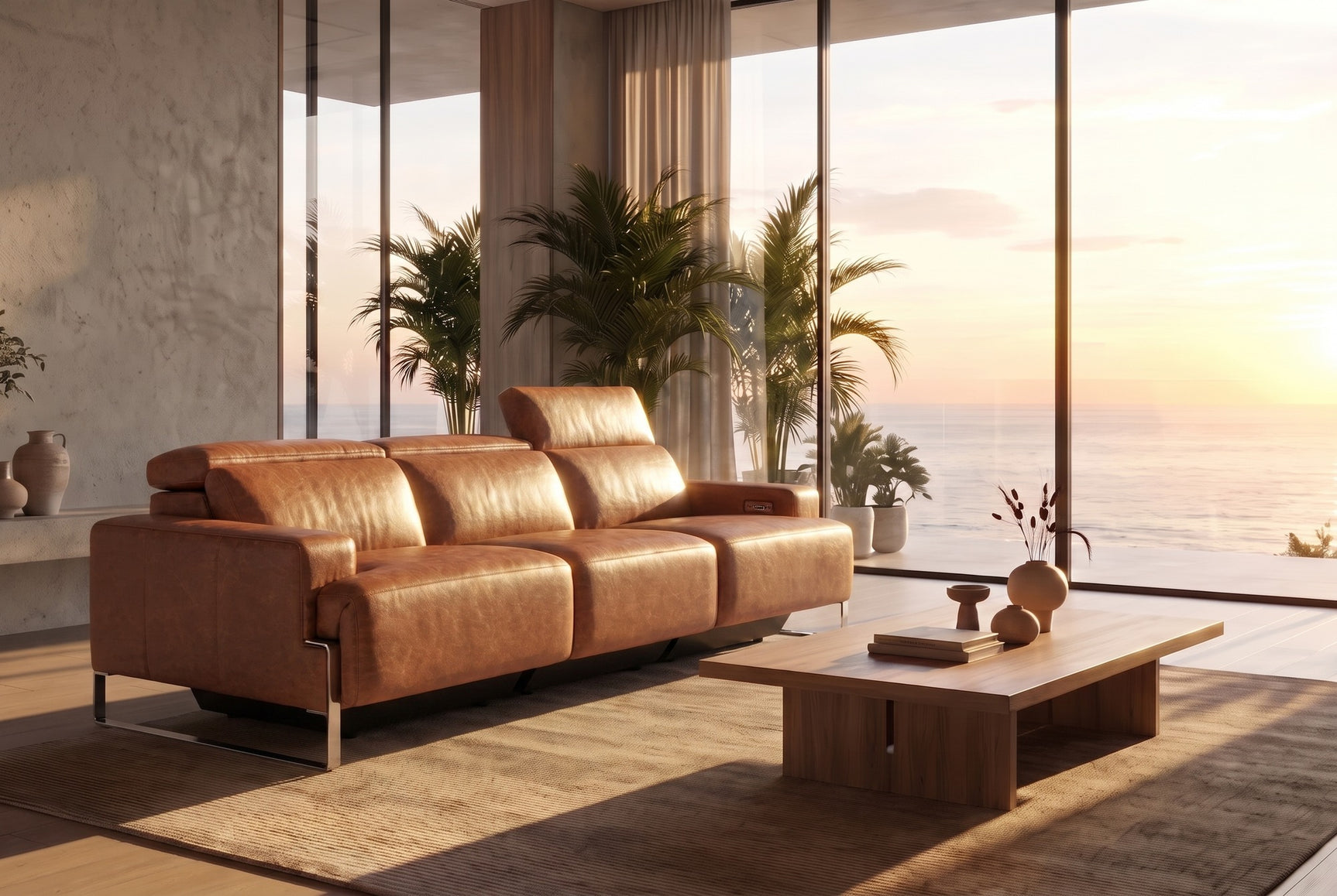 Valencia Melania Distressed Leather Recliner Sofa