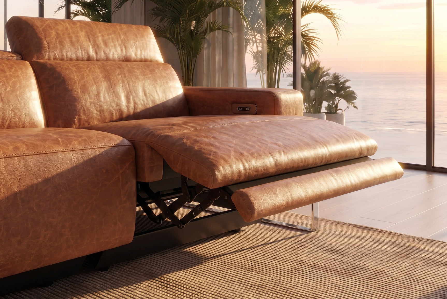 Valencia Melania Distressed Leather Recliner Sofa
