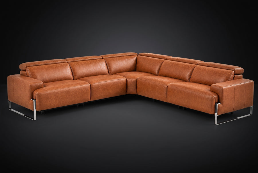Valencia Melania Distressed Leather Reclining Corner Sectional Sofa