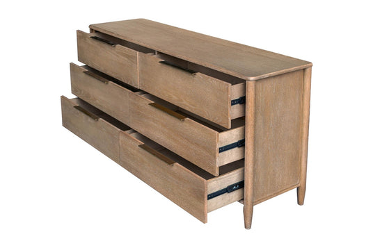Merritt Oak Wood 6-Drawer Dresser - Six Drawers, Plenty of Room