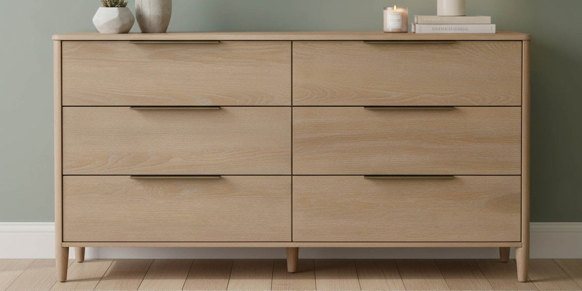 Merritt Oak Wood 6-Drawer Dresser