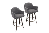 Miles counter stools, set of two in warm charcoal fabric