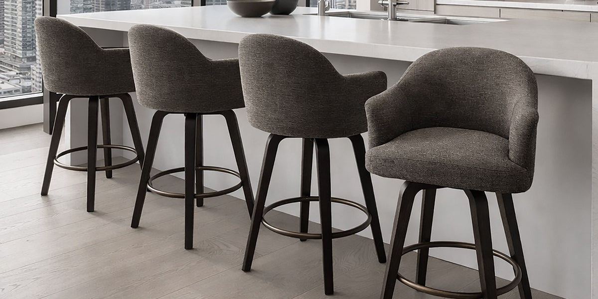 Miles Fabric Swivel Counter Stool (Set of 2)