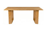 Mireille solid acacia dining table, straight-on view of the top and frame legs