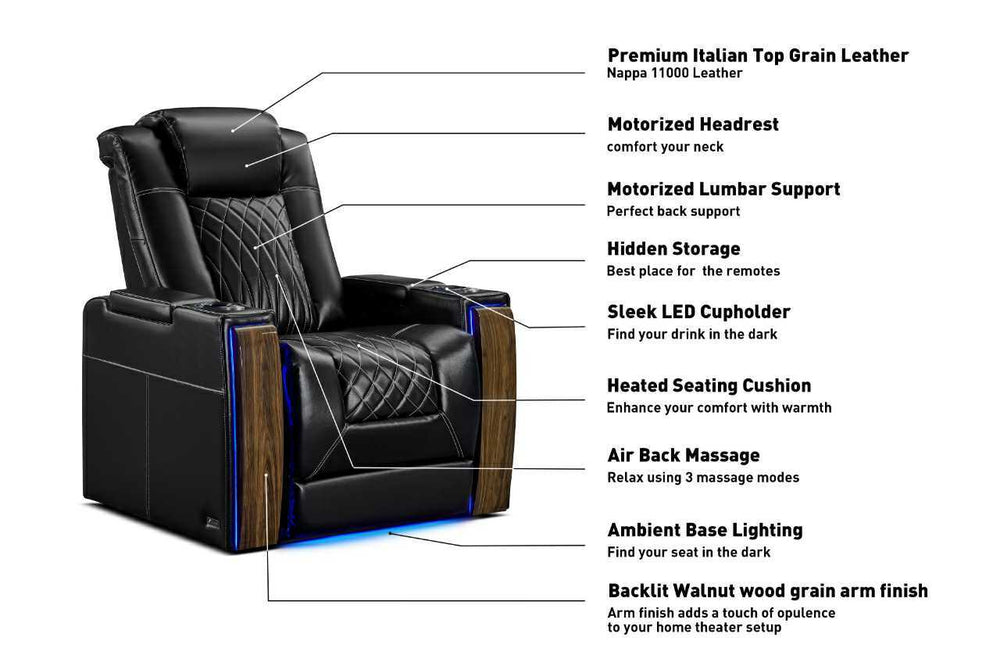 Valencia Tuscany Executive Heat & Massage Leather Home Theater Seating