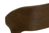 Close-up of the Mondavio back band in Smokey Chestnut: oak grain on the curved band and the sculpted joint where the post mee