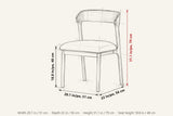 Mondavio dimensions on a pencil sketch of the chair: 31.1 in high, 20.1 in wide, 22 in deep, seat height 18.8 in