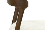 Close-up of the Mondavio back post and the Ivory upholstered seat in its textured fabric