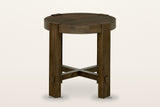 Mondavio side table in Smokey Chestnut from the front, on a warm white studio backdrop: two flat legs