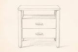Pencil drawing of the Montagnana nightstand traced from the front view