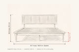 Montalcino cane bed dimensions: Queen 65.7 in wide, 36.8 in high, frame 12.2 in, 83.7 in long