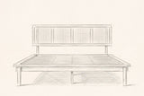 Pencil drawing of the Montalcino cane bed traced from the front view